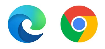 Logo Microsoft Edge og Google Chrome